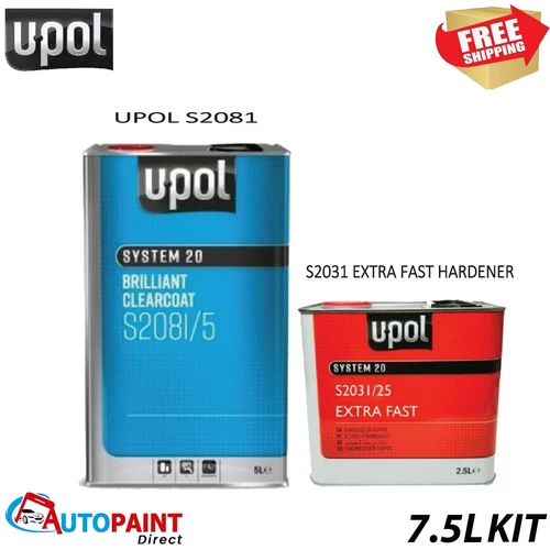 U-POL S2081 CLEAR COAT LACQUER HS 2K WITH S2031 EXTRA FAST HARDENER 7.5LTR KIT
