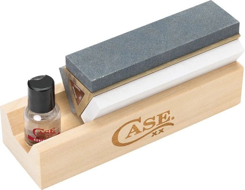 Case Cutlery Tri Hone Knife/Blade Sharpening Kit Alu. Oxide Soft & Hard Arkansas