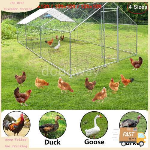 10ftx10ft Chicken Coop Outdoor Wooden Rabbit Hutch Poultry House with Run Cage