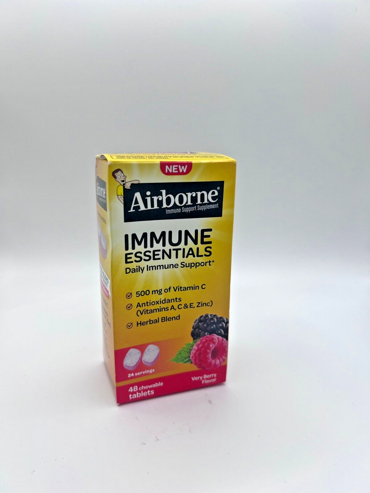 Airborne Immune Support Supplement Chewable 48ct Berry FREE SHIPPING!! Exp 5/25