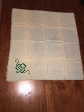 Vintage 1950 s Girl Scout Emblem Scarf Fringe Cotton With Water Damage
