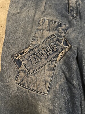 Vintage Major Damage Men's Baggy Distressed Denim Jeans 90s Y2K