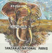Timbre Animaux Mammifères Eléphants Tanzanie BF194 o - 81501FR