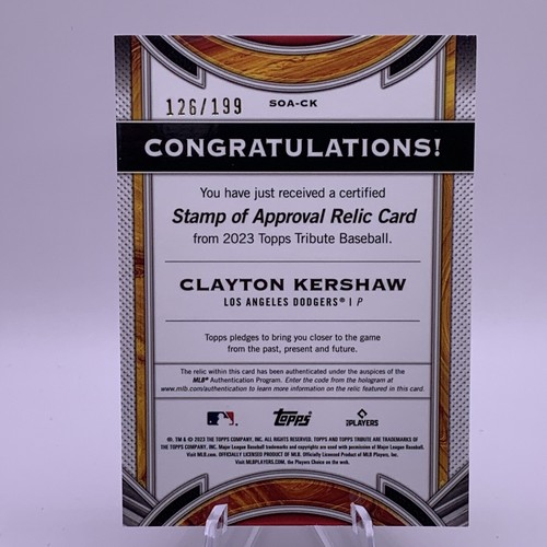 2023 Topps Tribute - Stamp of Approval Relics #SOA-CK Clayton Kershaw /199 (MEM) - Picture 3 of 3