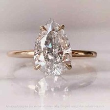 2Ct Pear Cut Lab Created Diamond Solitaire Engagement Ring 14K Rose Gold Plated