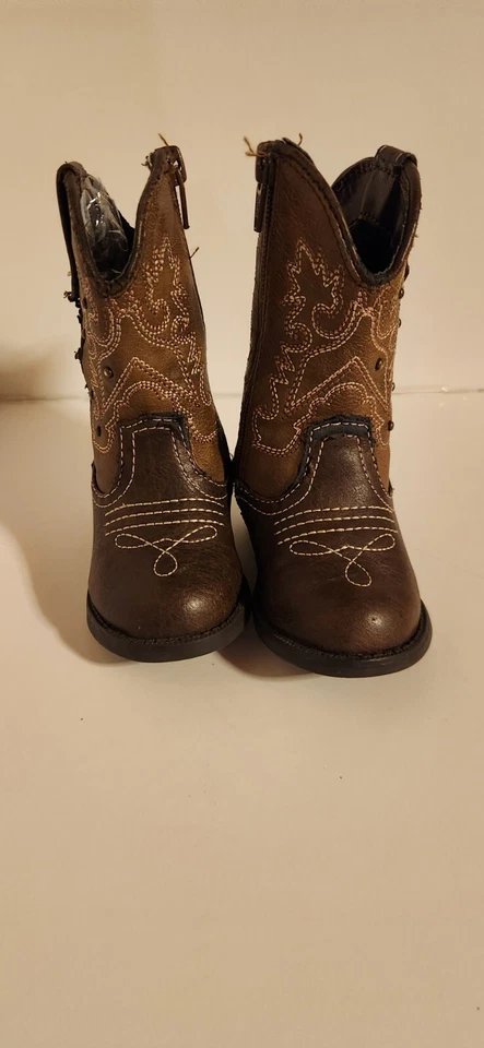 Botas de Vaquero Cherokee Infantil Niño 5 Marrón Cremallera Lateral Punta Redonda Western Foto 3 de 4