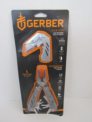 New GERBER E.A.B. Lite Clip Folding Utility Knife 12 Tool Multi Plier Sheath NIP
