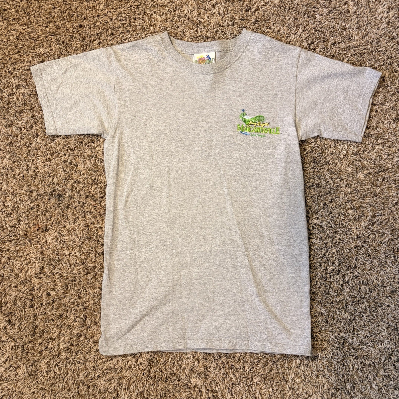 Margaritaville Las Vegas Gray Graphic Logo Crew Neck T-Shirt S Short Sleeve