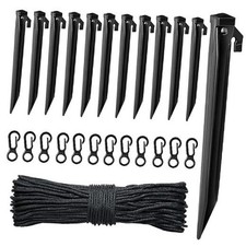 Plastic Inflatable Stakes Set, Include 12PCS Tent Stake, 12Pcs of 25 Black