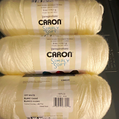 caron simply soft off white acrylic worsted wt 4 lot of 3 skeins. Each 6 oz new