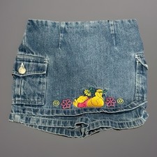 Vintage Y2K Disney Winnie The Pooh Denim Skort Girls Size 5 Embroidered 100 Acre