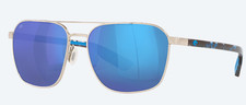NEW Costa Del Mar WADER Polarized Sunglasses Brushed Silver / Blue Glass 580G