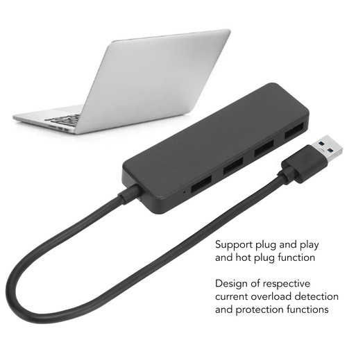 USB 3.0 4 Port Hub 5Gbps High Speed 4 In 1 Protec-tion Function USB Splitter NEW - Afbeelding 10 van 12