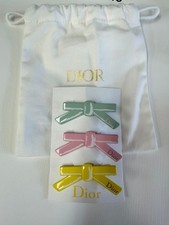 Dior Beauty Bow Hair Clips Set of 3 Pink Green Yellow Gift 100 Authentic Ribbon