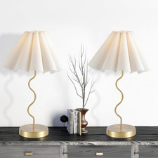 Eoeyyoyb Pleated Table Lamp Set Of 2 Table Lamps For Bedroom Bedside Lamps For
