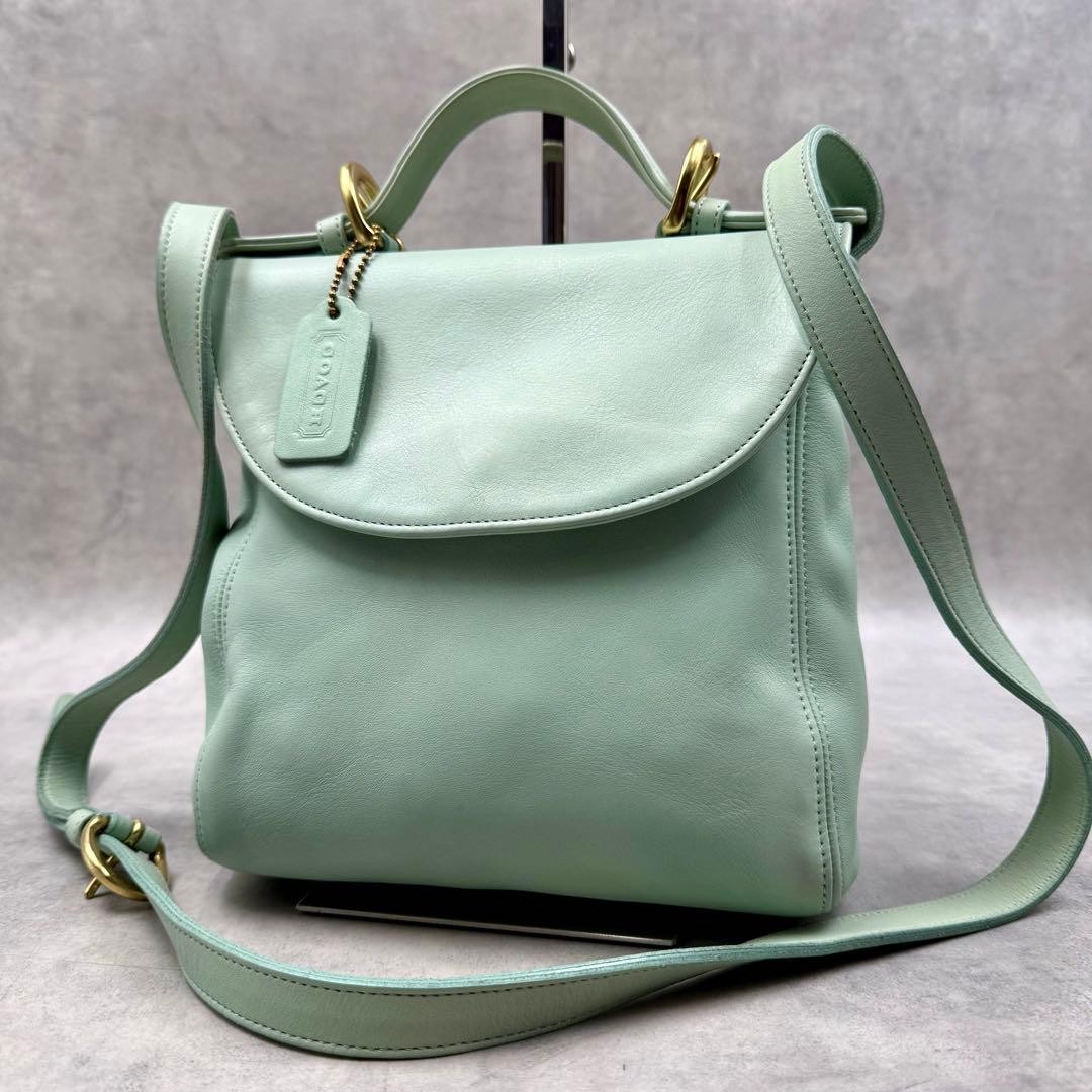 Vintage COACH 4148 Mint Green Leather 2-Way Handbag for Women