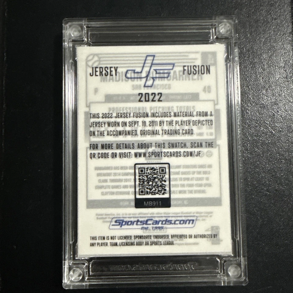 2018 Panini Donruss Optic Madison Bumgarner Jersey Fusion Game Worn Patch 🔥 🔥 - Image 2 of 4