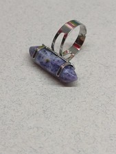 Sodalite Adjustable Silver Tone Ring