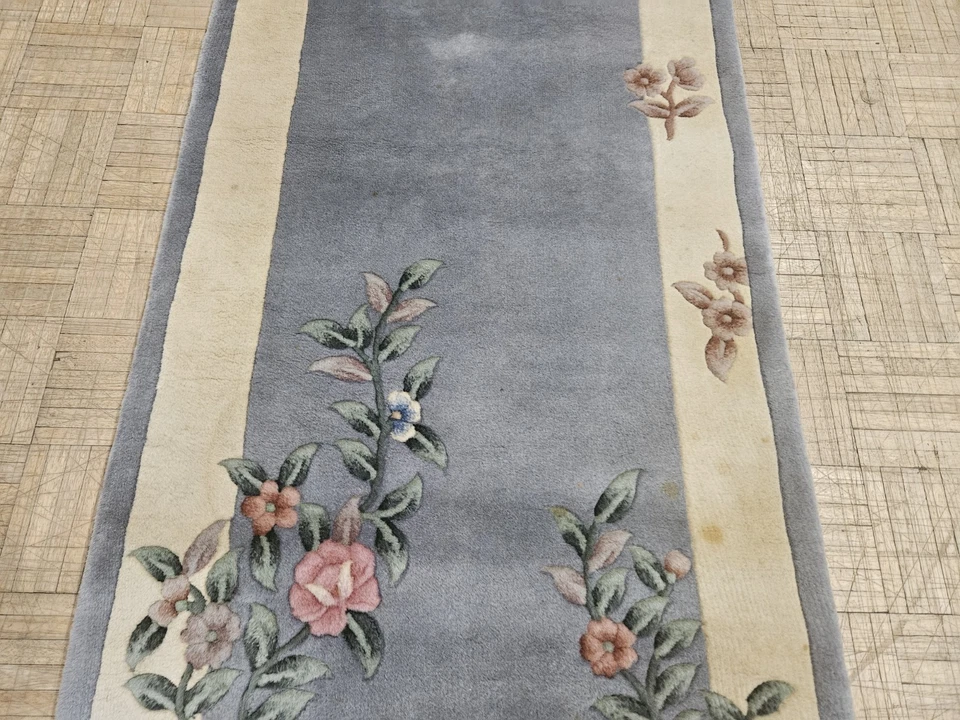 2.6x8 CHINESE RUG VINTAGE AUBUSSON PEKING AUTHENTIC 100% WOOL ORIENTAL RUG - Image 4 of 4