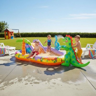 Dinosaurier Wasserspielplatz einfach aufzubauen aufblasbar Kinder Pool Rutsche