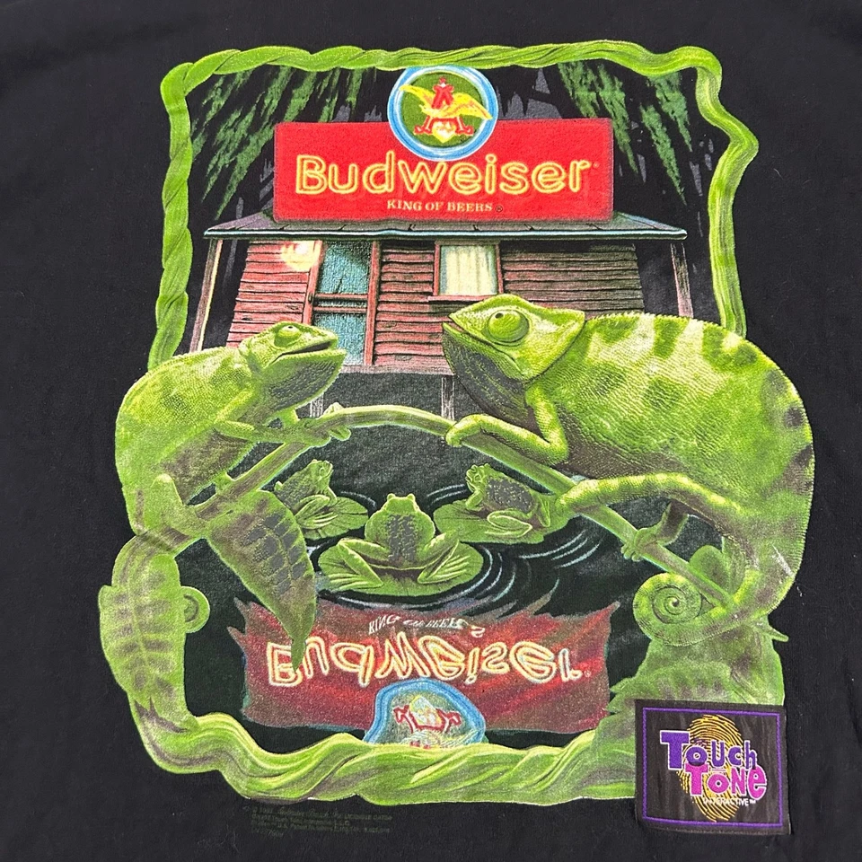 Budweiser Wild Oats King of Beers Chameleon 1997  T Shirt  Size XL - Image 2 of 4