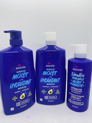 Aussie Miracle Moist Shampoo and Conditioner Hair Set, 26.2 fl oz + Detangling