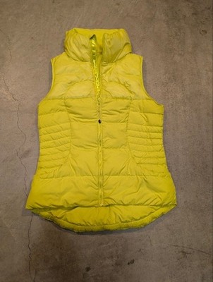 Lululemon Fluffin Awesome Vest Women's 8/10? Yellow/Green Full Zip Goose Down