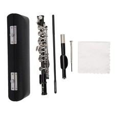 Key of C Piccolo with PU Leather Box, Nickel-plated Flute Black