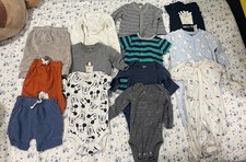 Boys 3-6 Months Clothing Lot 13 Pc Pajamas Bodysuit Pants Blue Grey White