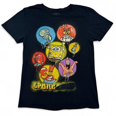 SpongeBob SquarePants Graffiti Nickelodeon Small Black Cartoon Y2K Tee