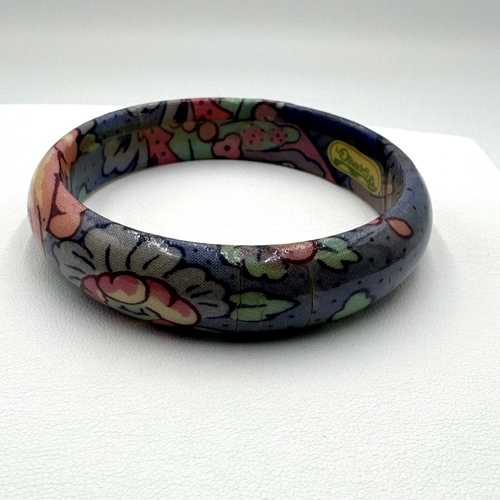Vtg 70s Les Olivades Bangle Bracelet Blue Multi Color Roses Floral Unique France - Picture 4 of 24