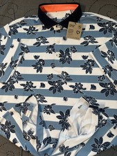 PUMA GOLF PIQUE GARDEN ZEN BLUE NAVY WHITE POLO SHIRT SIZE L MEN 85.00