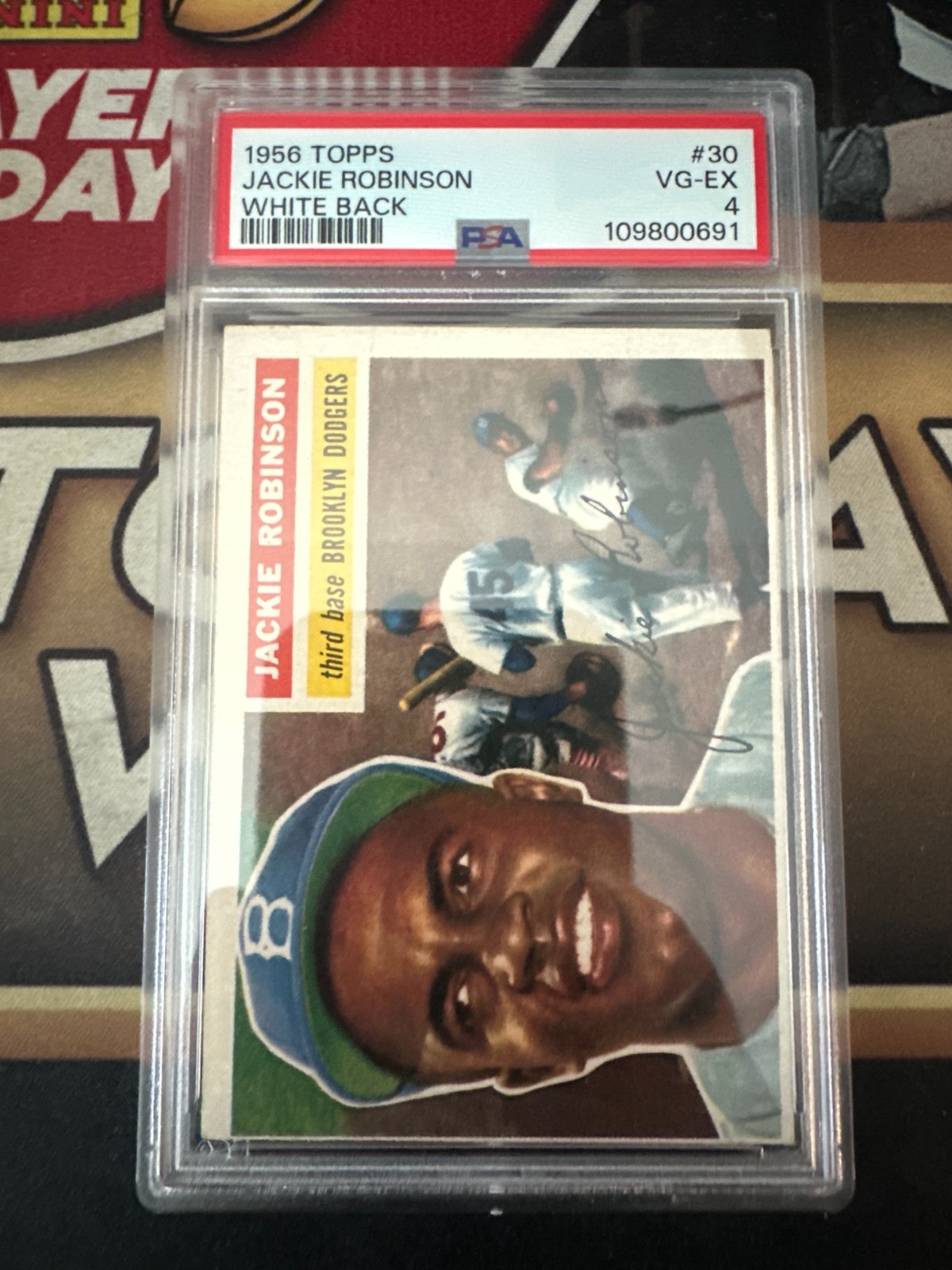 Jackie Robinson 1956 Topps Baseball White Back PSA 4 #30 HOF