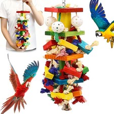 Large Parrot Toys Natural Wooden Bird Chewing Toys for Large Macaws African Grey
