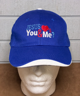 HIT WEAR Embroidered Cap Hat ~ Jesus Love's You & Me? Blue ~ Adjustable One Size