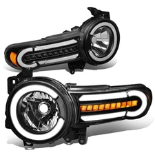 Fit 07-14 FJ Cruiser LED DRL+Sequential Turn Signal Headlight Lamps Black/Amber