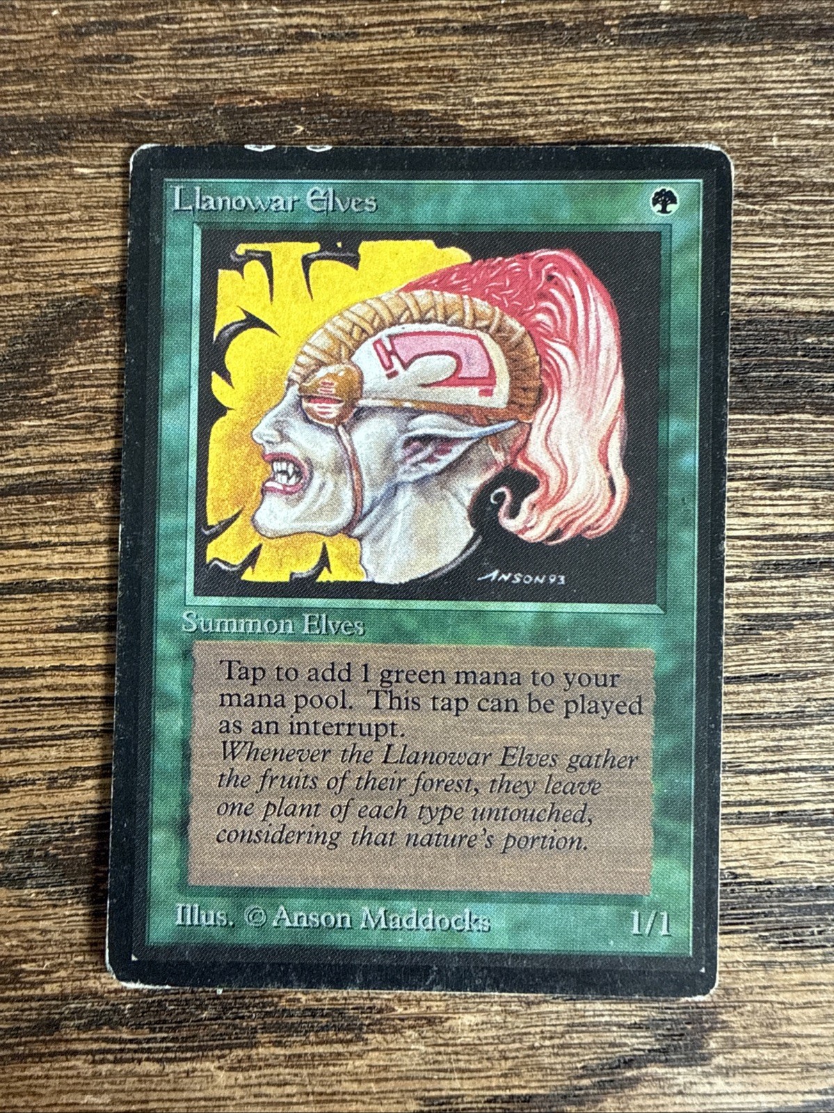 MTG Llanowar Elves Limited Edition Beta Card (Heavily Played HP)