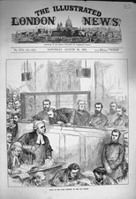 Original Antiguo Impresión 1873 Escena Juicio Banco Forjadores Bailey Court Victoriano