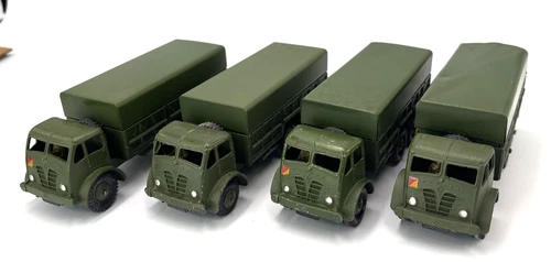 Vtg Dinky Toys 10 Ton Foden Army Truck #622 1955-65 Convoy Lot of 4 with Drivers