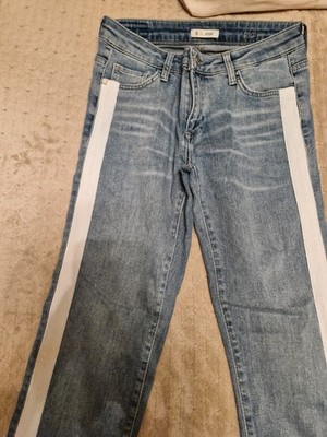 Jeans Damen  27/34  rich u. royal mit seitlichen Kontrast Bodüren weiss 