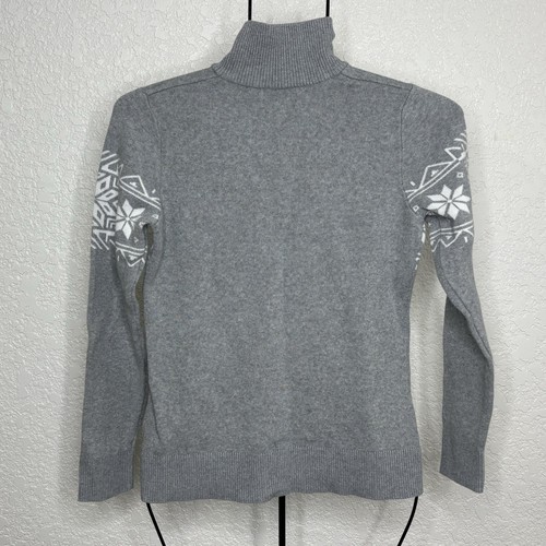 Eddie Bauer Sweater Womens M Pullover Quarter Zip Turtle/Mock Neck Snowflakes - Picture 8 of 9