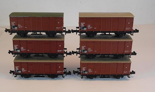 Minitrix Spur N 1/160 gedeckte Güterwagen-Set 2-achsig der DB #2166 | Zustand: Gebraucht