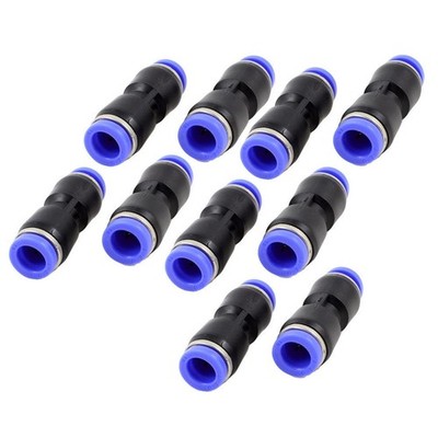 10 Pcs 10mm to 10mm One Touch Push In Quick Fittings StraightConnectors  Black  