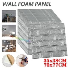 80PCS 3D Tile Brick Wall Sticker Self-adhesive Waterproof Foam Panel Wallpaper