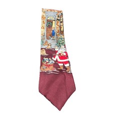 Christmas Tie 100 imported silk American Traditions Made In USA Santa Claus    