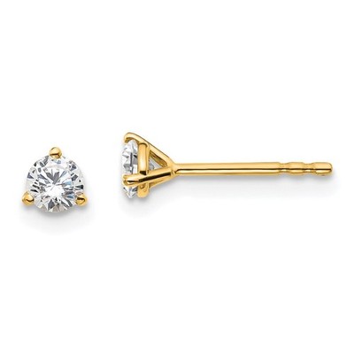 14K Gelbgold 1/3 Kt Lab gezüchteter Diamant runde Ohrstecker mit drei Krappen