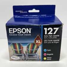 Epson XL T127520 Color Ink Cartridges: Cyan, Magenta, Yellow **EXPIRED 04/2023**