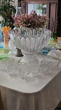 Duncan & Miller Mardi Gras Punch Bowl Set with 12 Cups 