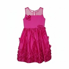 Rare Edition Dress Girls Size 6 Fit  Flare Flower Appliqu  Sleeveless Fuchsia