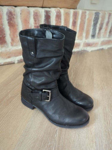 Josef Seibel Sanja Slouch Moto Size 40/9Black Leather Zip Buckle Calf Boot
